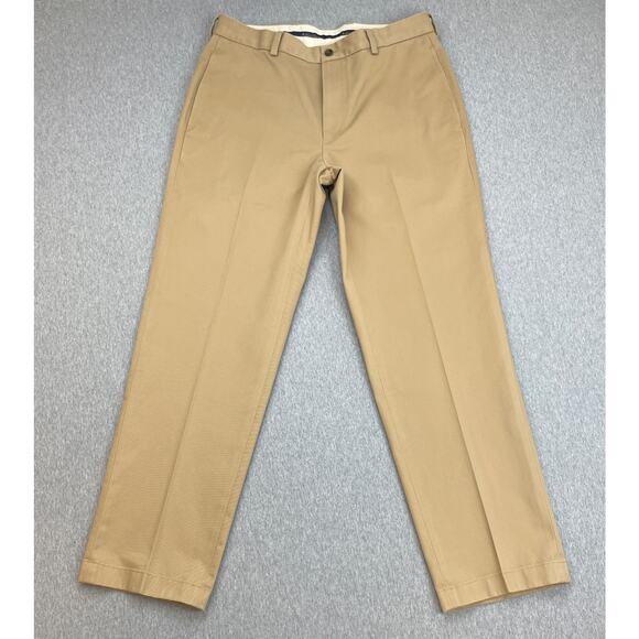 Brooks Brothers Pants Mens 33 x 30 Khaki Cotton 100% Chino Clark Flat Front NWOT